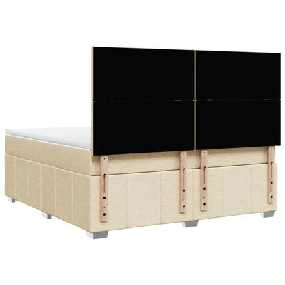 Boxspring met matras stof crèmekleurig 180x200 cm