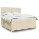 Fabric cream-colored box spring with mattress 180x200 cm
