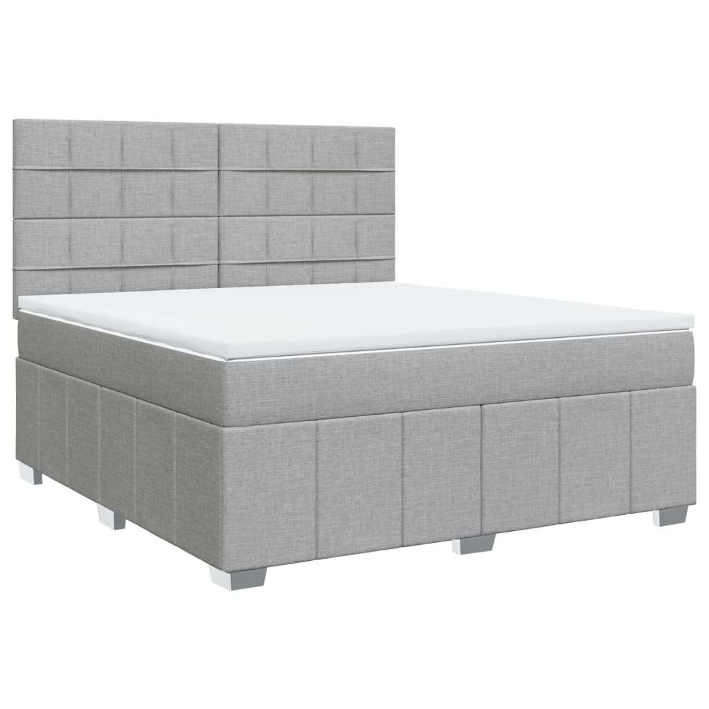 Boxspring met matras stof lichtgrijs 180x200 cm