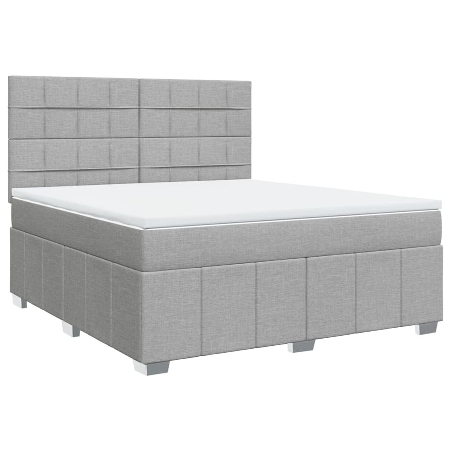 Boxspring met matras stof lichtgrijs 180x200 cm