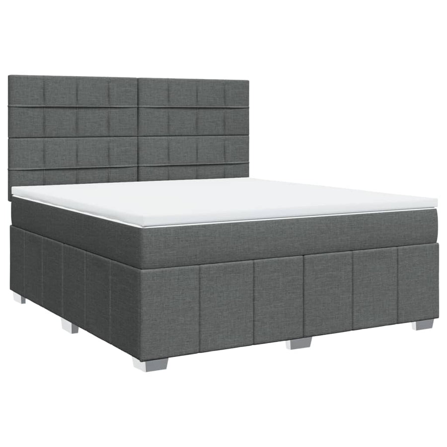 Boxspring met matras stof donkergrijs 180x200 cm