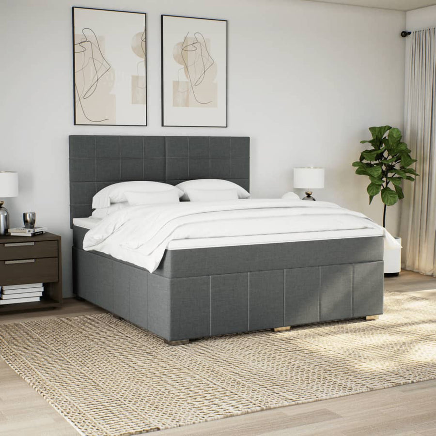 Boxspring met matras stof donkergrijs 180x200 cm