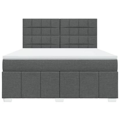Boxspring met matras stof donkergrijs 180x200 cm