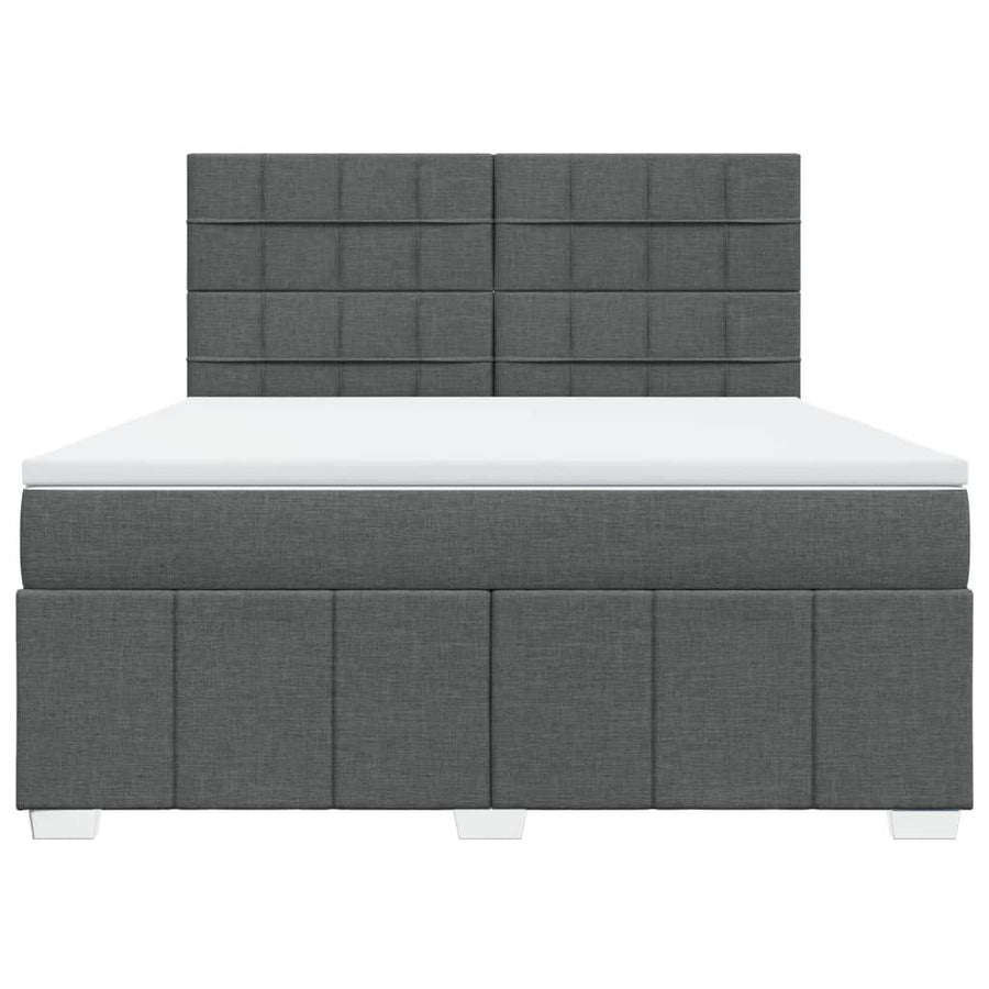 Boxspring met matras stof donkergrijs 180x200 cm