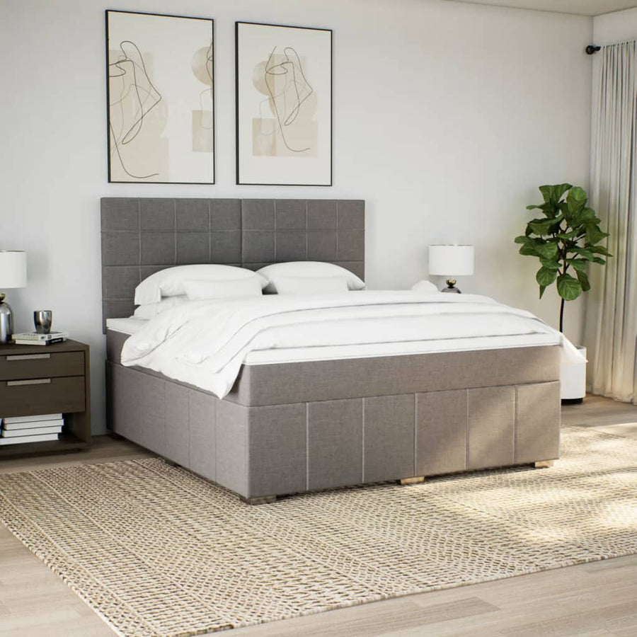 Boxspring met matras stof taupe 180x200 cm