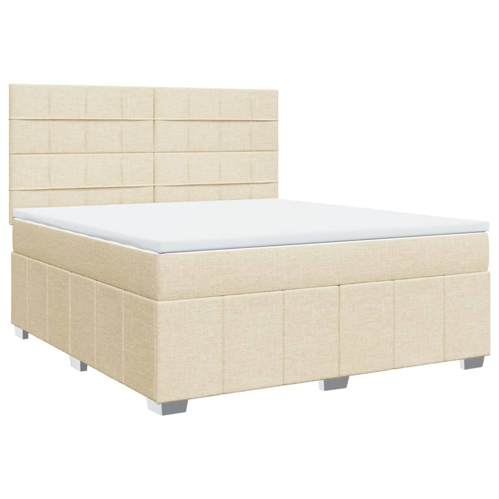 Boxspring met matras stof crèmekleurig 180x200 cm