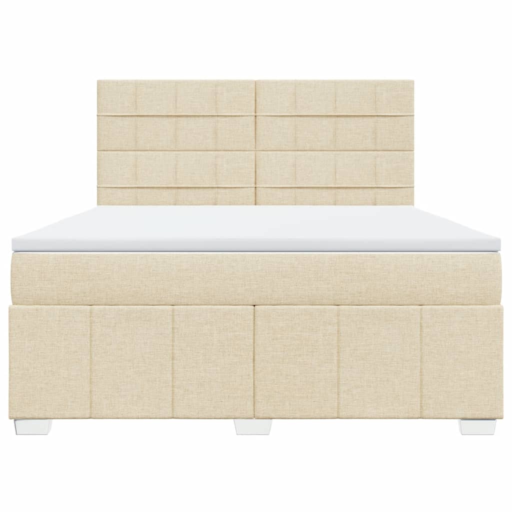 Boxspring met matras stof crèmekleurig 180x200 cm