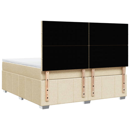 Boxspring met matras stof crèmekleurig 180x200 cm