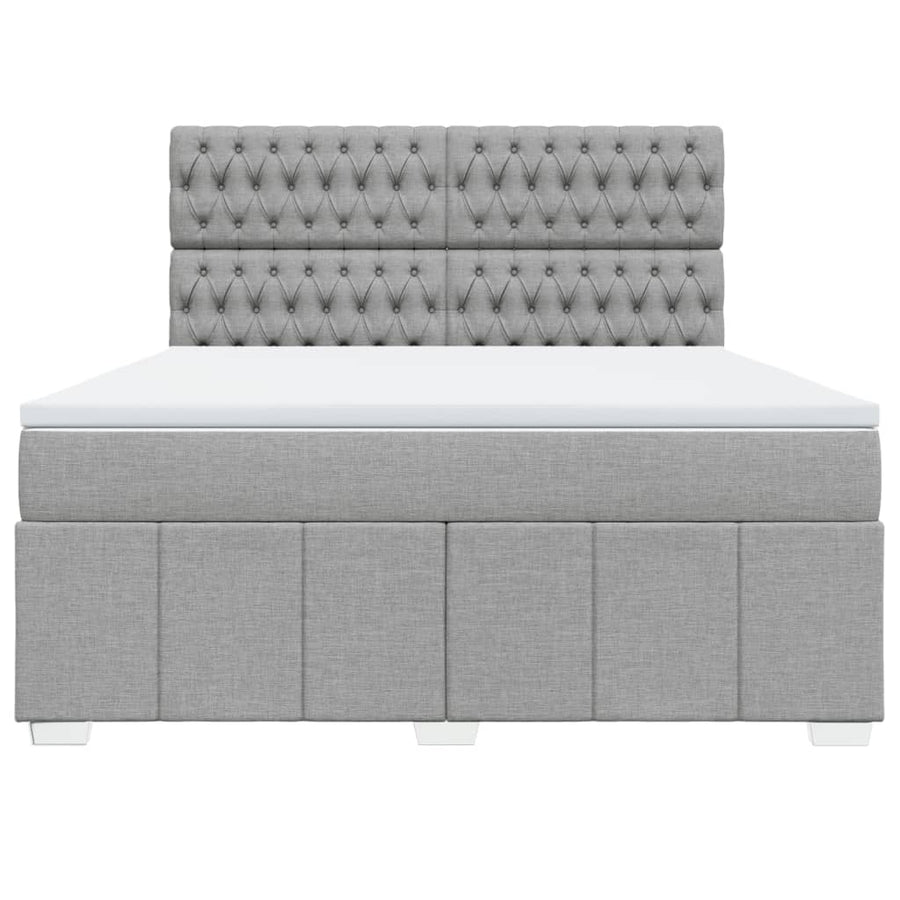 Boxspring met matras stof lichtgrijs 180x200 cm