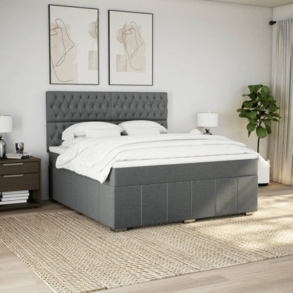 Boxspring met matras stof donkergrijs 180x200 cm