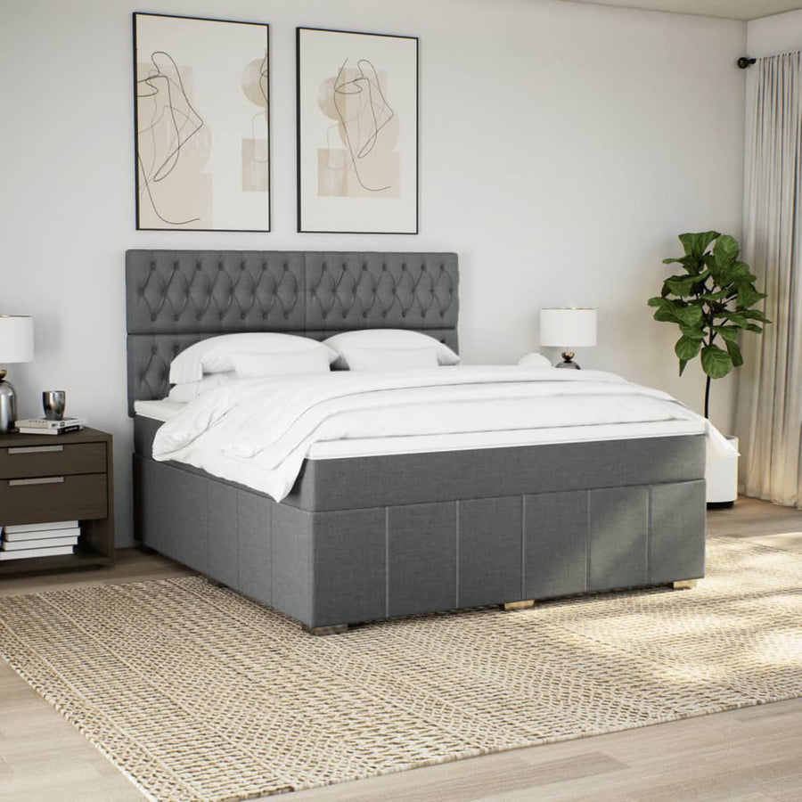 Boxspring met matras stof donkergrijs 180x200 cm