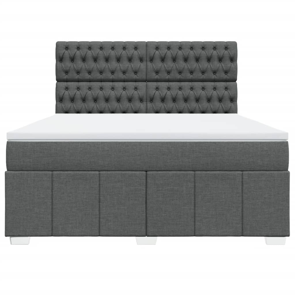 Boxspring met matras stof donkergrijs 180x200 cm