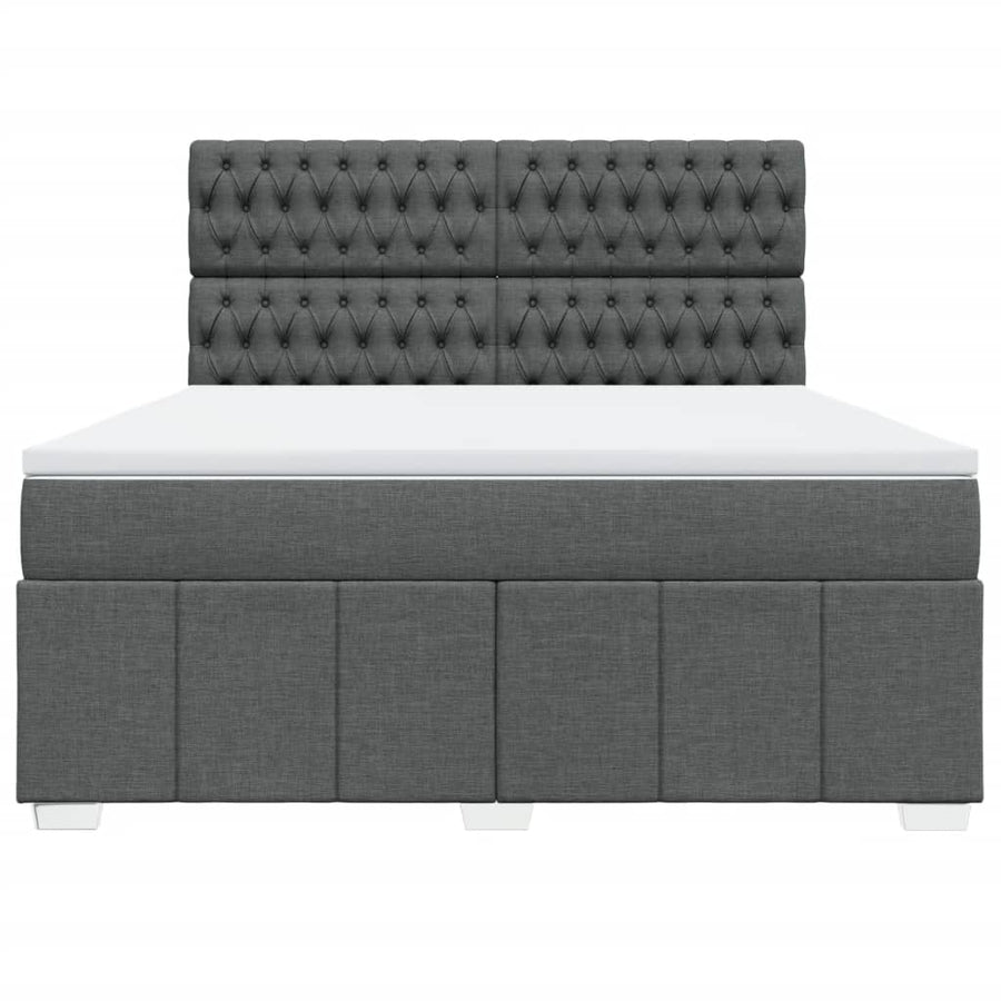 Boxspring met matras stof donkergrijs 180x200 cm