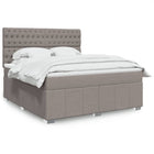 Box spring with fabric mattress taupe 180x200 cm