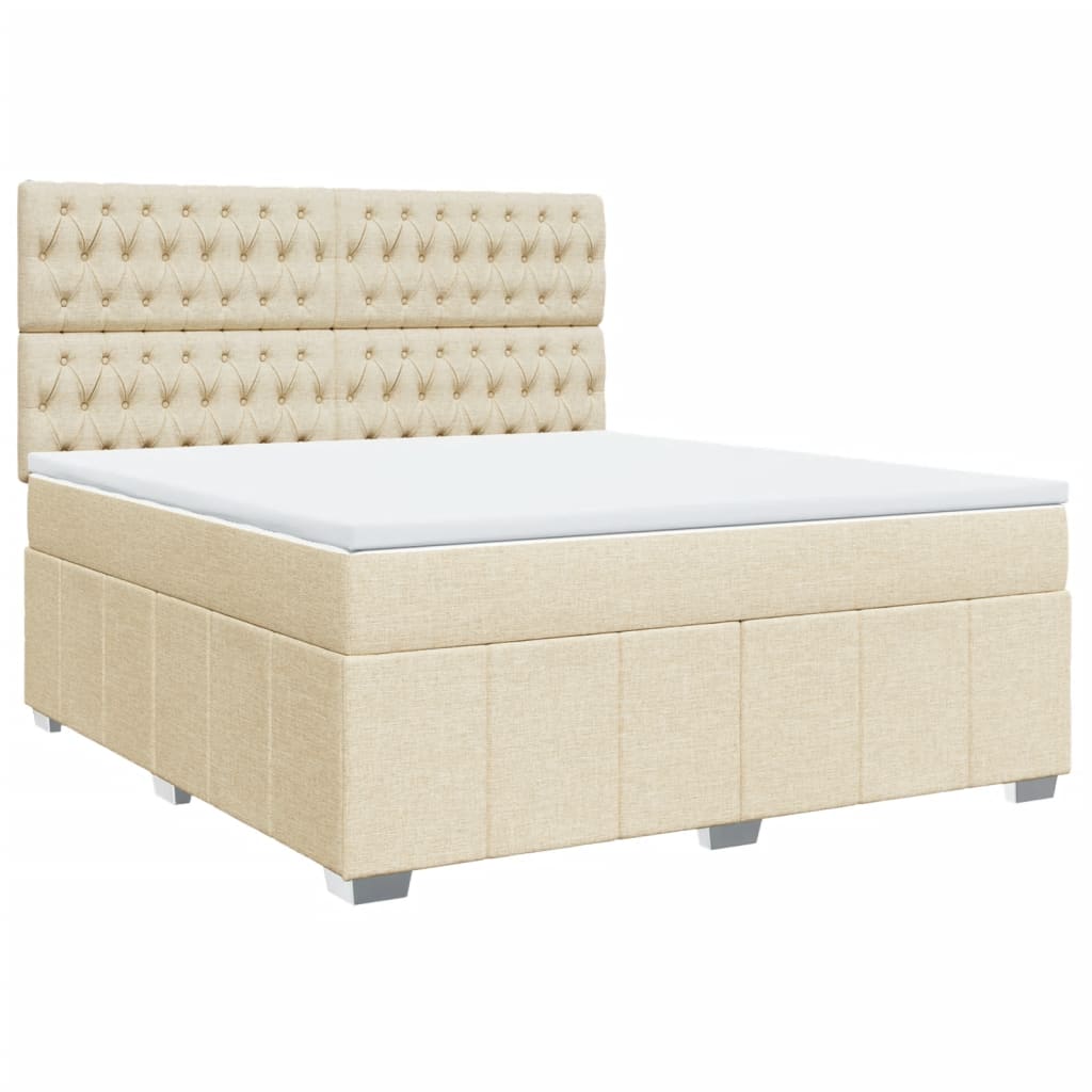 Boxspring met matras stof crèmekleurig 180x200 cm