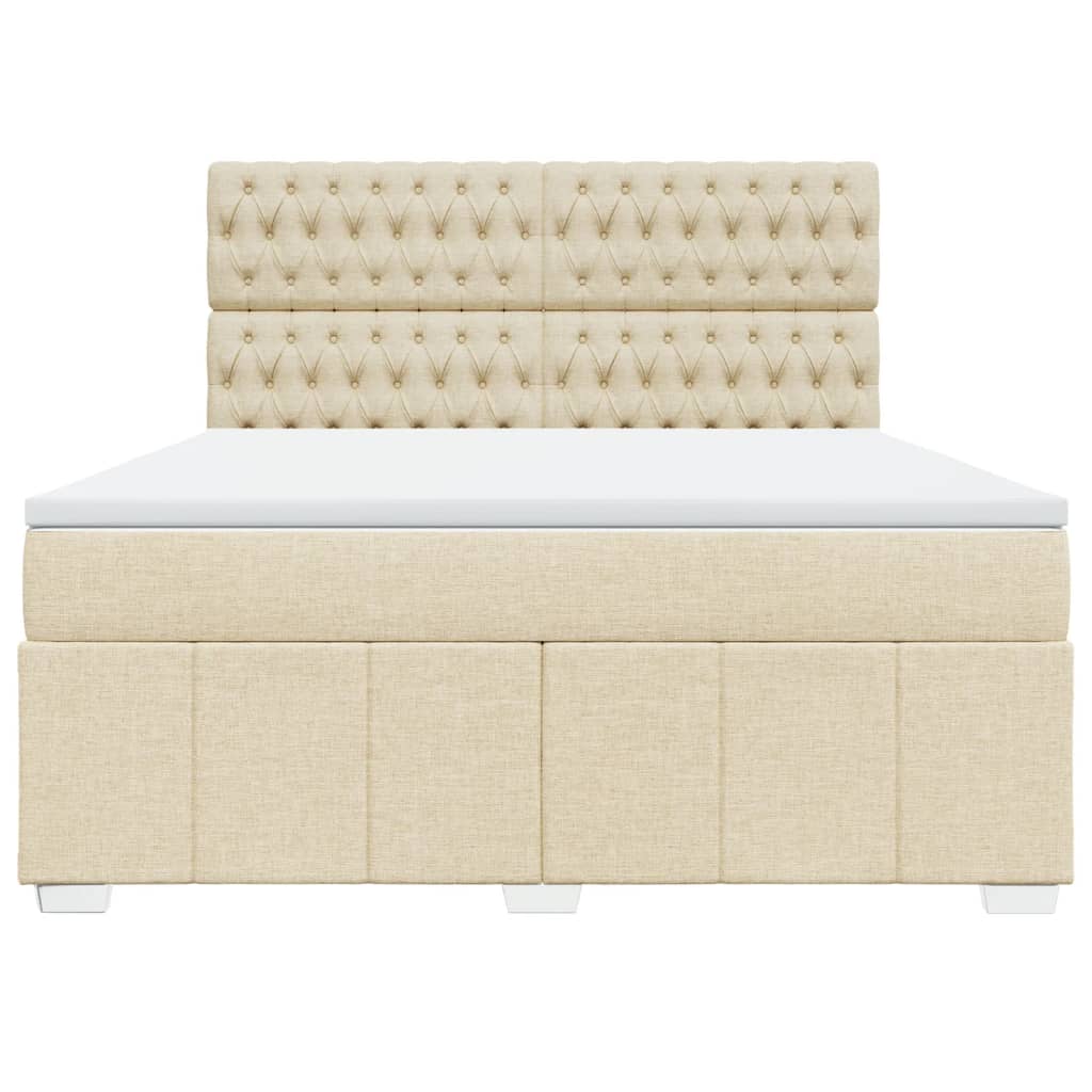 Boxspring met matras stof crèmekleurig 180x200 cm