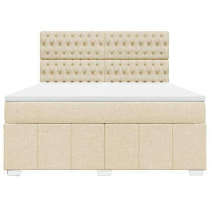 Boxspring met matras stof crèmekleurig 180x200 cm