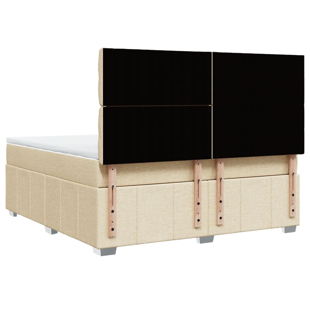 Boxspring met matras stof crèmekleurig 180x200 cm
