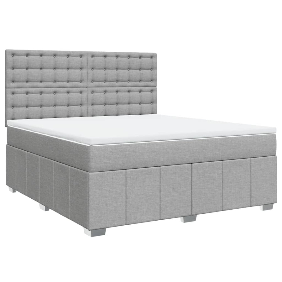 Boxspring met matras stof lichtgrijs 180x200 cm