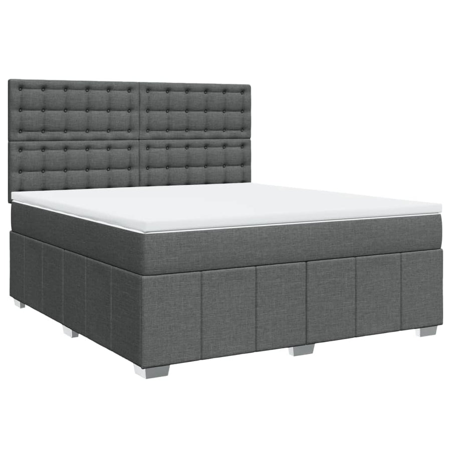 Boxspring met matras stof donkergrijs 180x200 cm