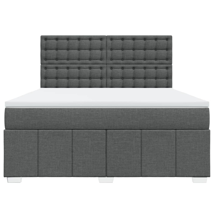 Boxspring met matras stof donkergrijs 180x200 cm