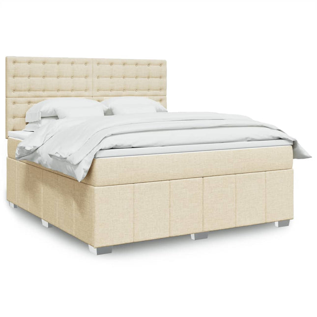 Boxspring met matras stof crèmekleurig 180x200 cm