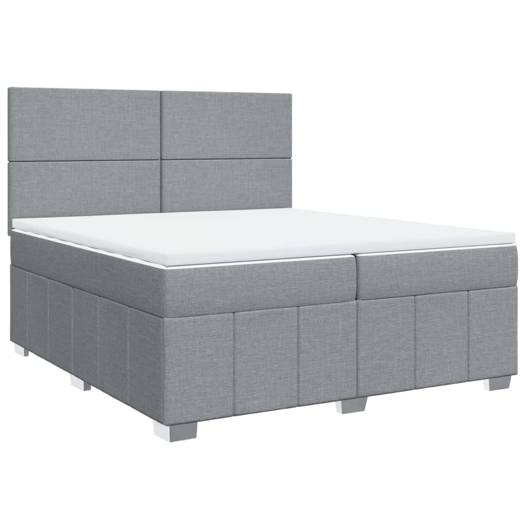 Boxspring met matras stof lichtgrijs 200x200 cm