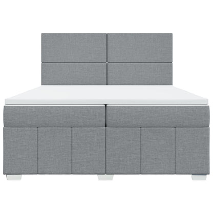 Boxspring met matras stof lichtgrijs 200x200 cm