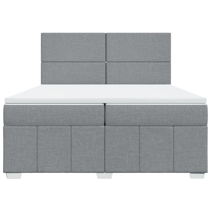 Boxspring met matras stof lichtgrijs 200x200 cm