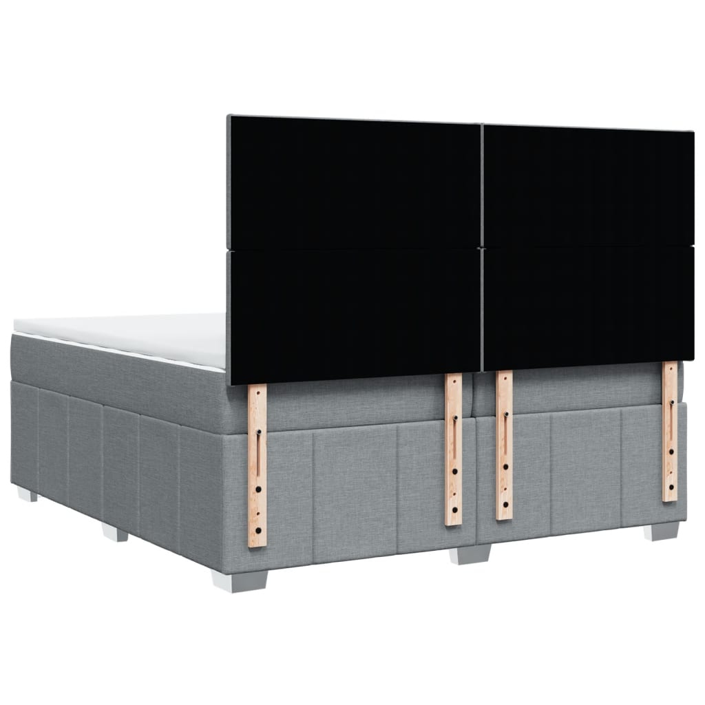 Boxspring met matras stof lichtgrijs 200x200 cm