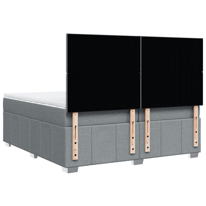 Boxspring met matras stof lichtgrijs 200x200 cm