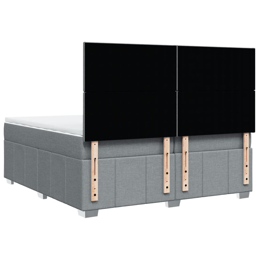 Boxspring met matras stof lichtgrijs 200x200 cm