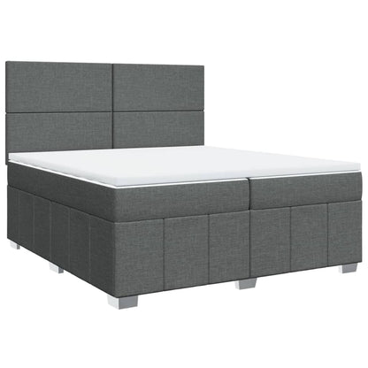 Boxspring met matras stof donkergrijs 200x200 cm