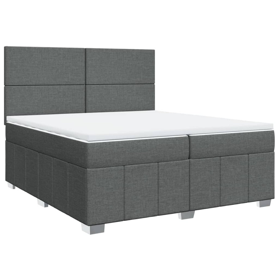 Boxspring met matras stof donkergrijs 200x200 cm