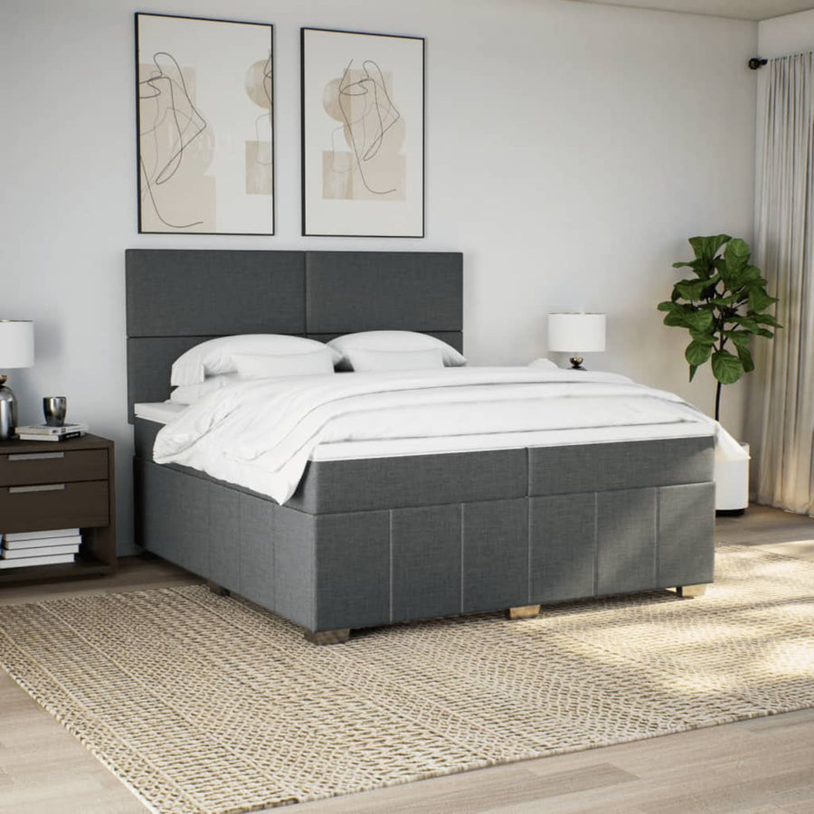 Boxspring met matras stof donkergrijs 200x200 cm
