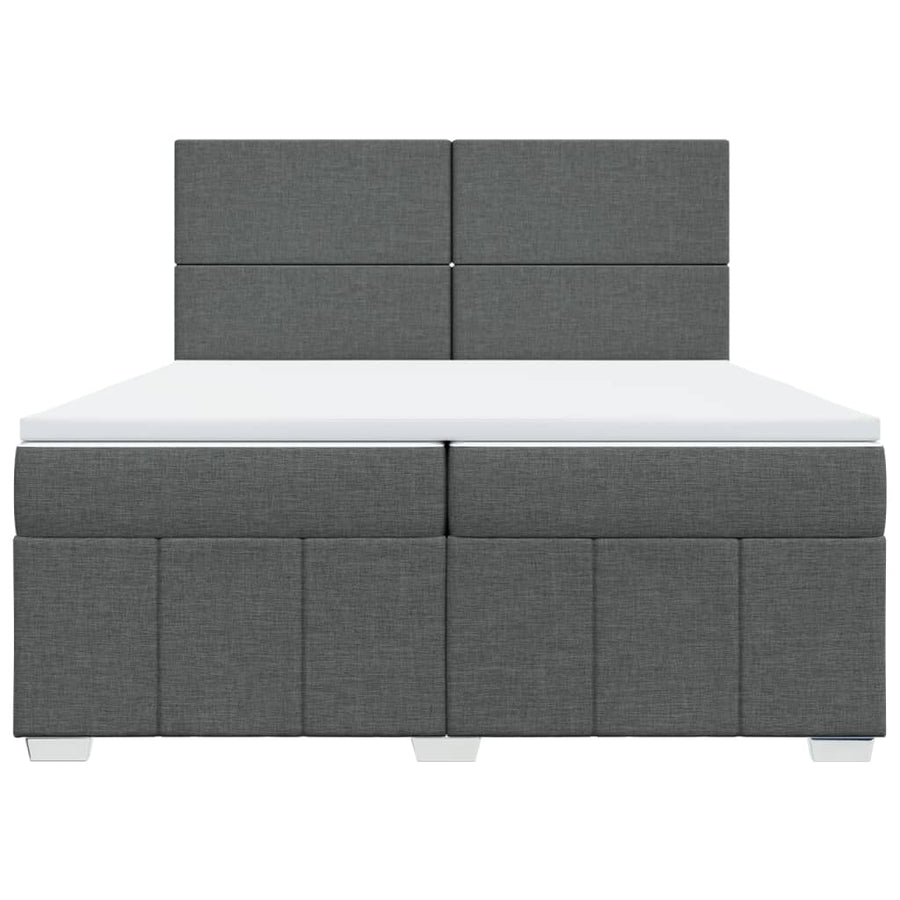 Boxspring met matras stof donkergrijs 200x200 cm