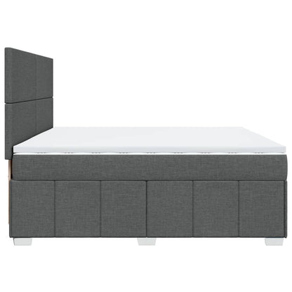 Boxspring met matras stof donkergrijs 200x200 cm