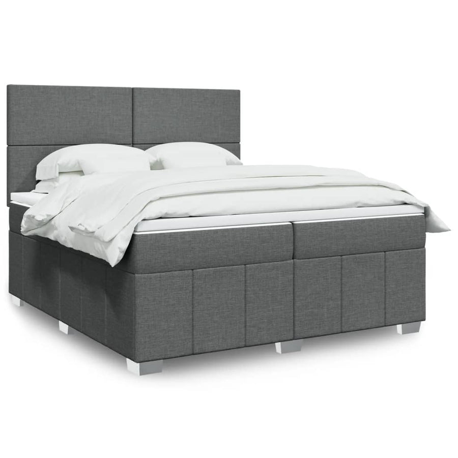Boxspring met matras stof donkergrijs 200x200 cm