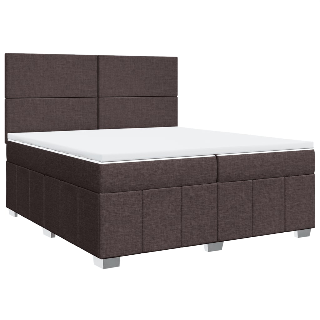 Boxspring met matras stof donkerbruin 200x200 cm