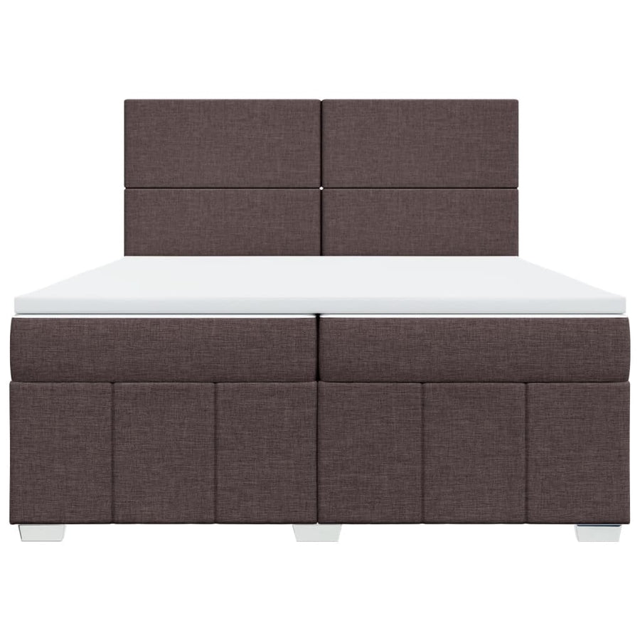 Boxspring met matras stof donkerbruin 200x200 cm