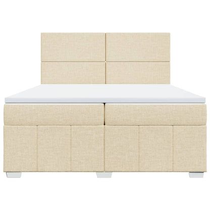 Boxspring met matras stof crèmekleurig 200x200 cm