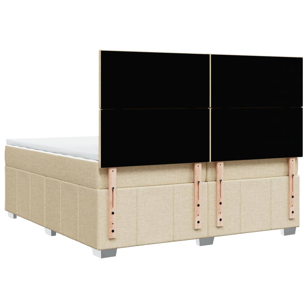 Boxspring met matras stof crèmekleurig 200x200 cm