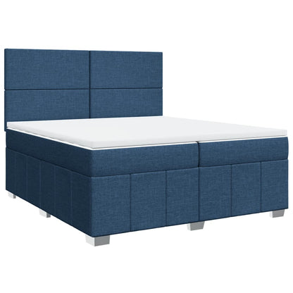 Boxspring met matras stof blauw 200x200 cm