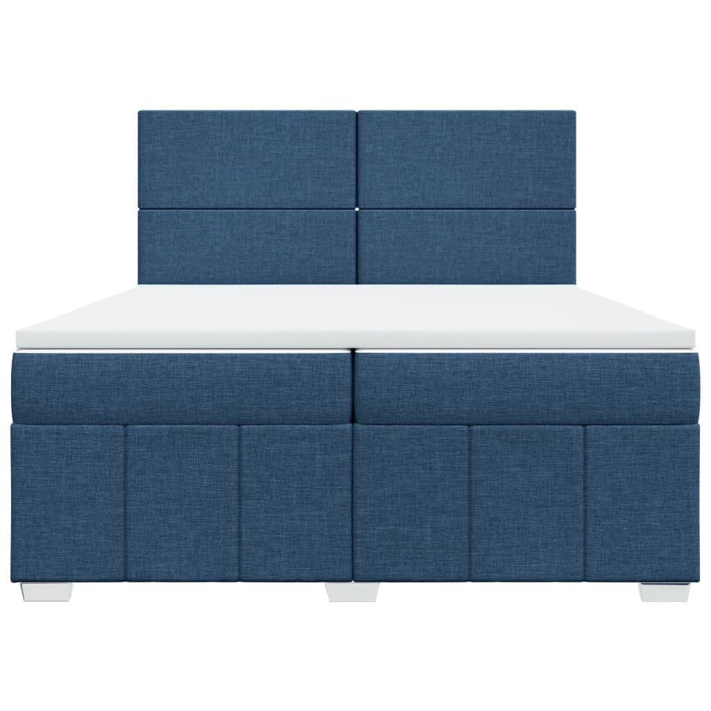 Boxspring met matras stof blauw 200x200 cm