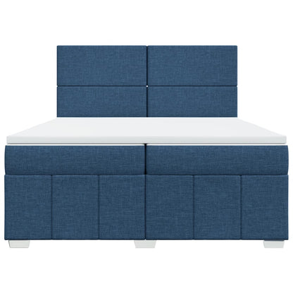 Boxspring met matras stof blauw 200x200 cm
