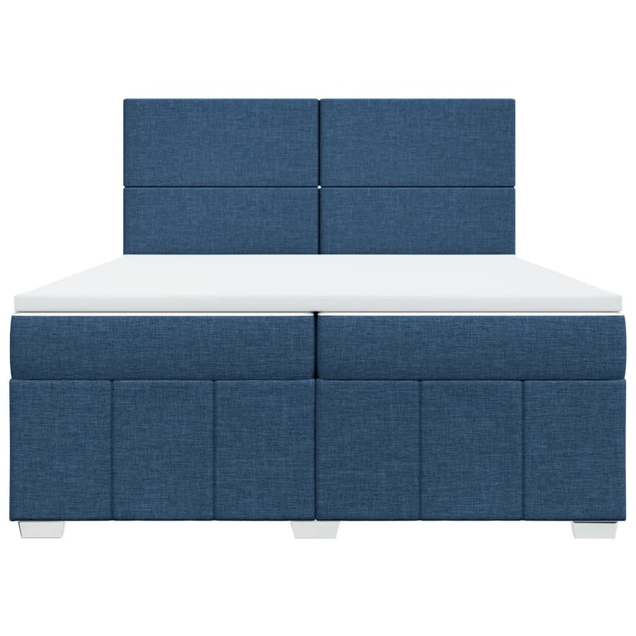 Boxspring met matras stof blauw 200x200 cm