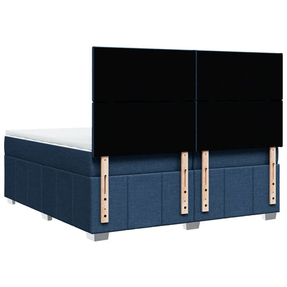 Boxspring met matras stof blauw 200x200 cm