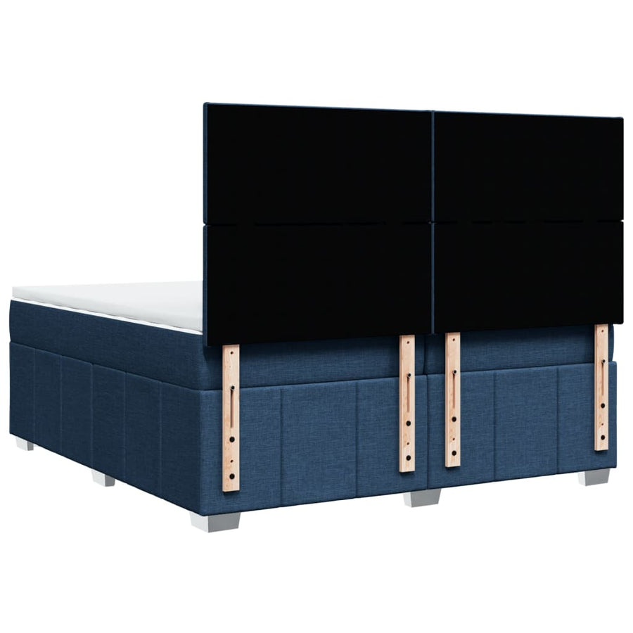 Boxspring met matras stof blauw 200x200 cm