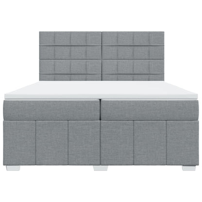 Boxspring met matras stof lichtgrijs 200x200 cm