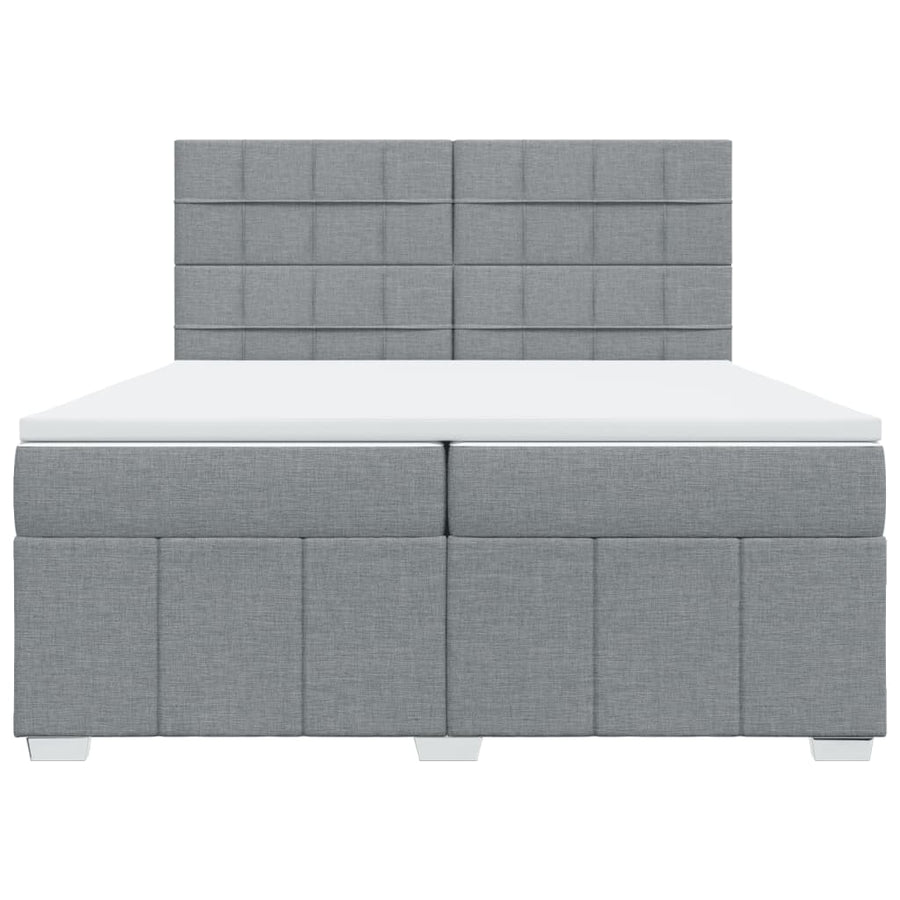 Boxspring met matras stof lichtgrijs 200x200 cm